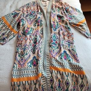 NWOT Zara Multicolor Bohemian Kimono Or Open JACKET SZ xl